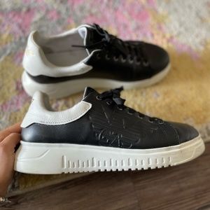 Black and White Emporio Armani Sneakers - Size 10 (US)  43 EUR